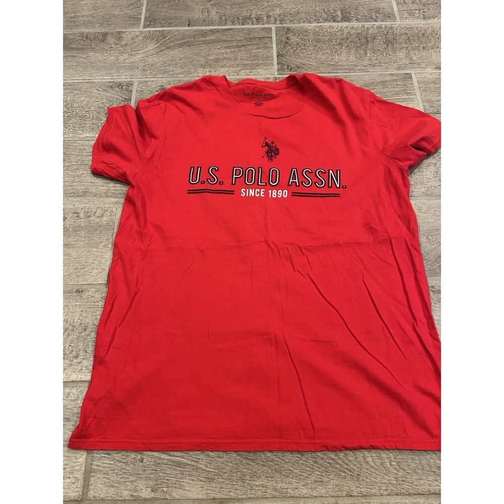 US Polo Assn Mens Short Sleeve Red Pullover T Shirt Size L Nice